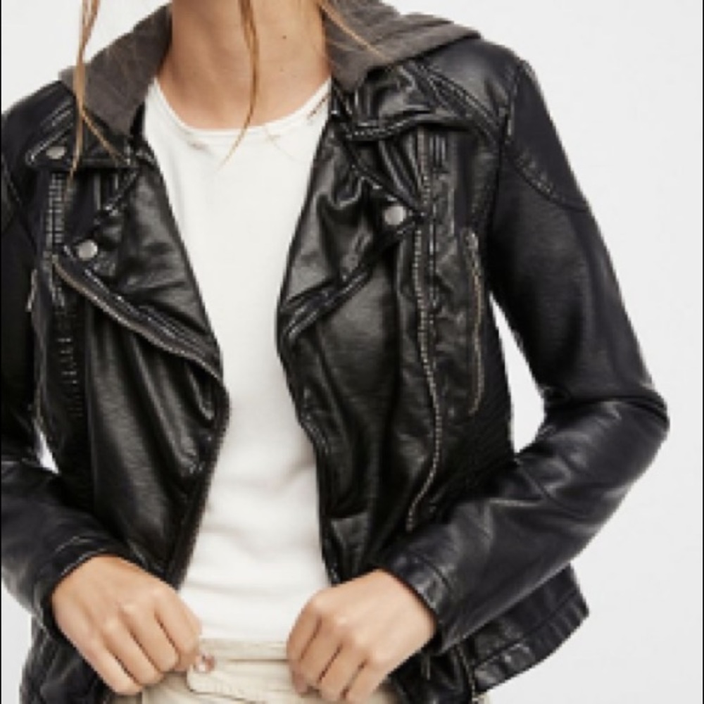Vegan leather hooded Jacket | Free People